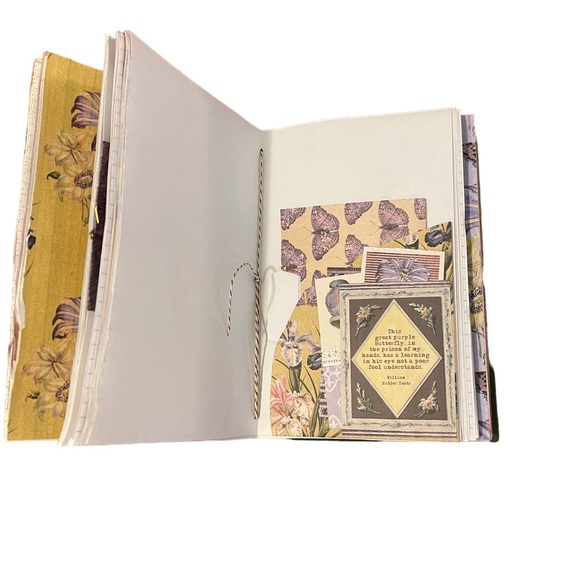 Handmade vintage book journal - slow stitched hand embroidered cover - Picture 6 of 15